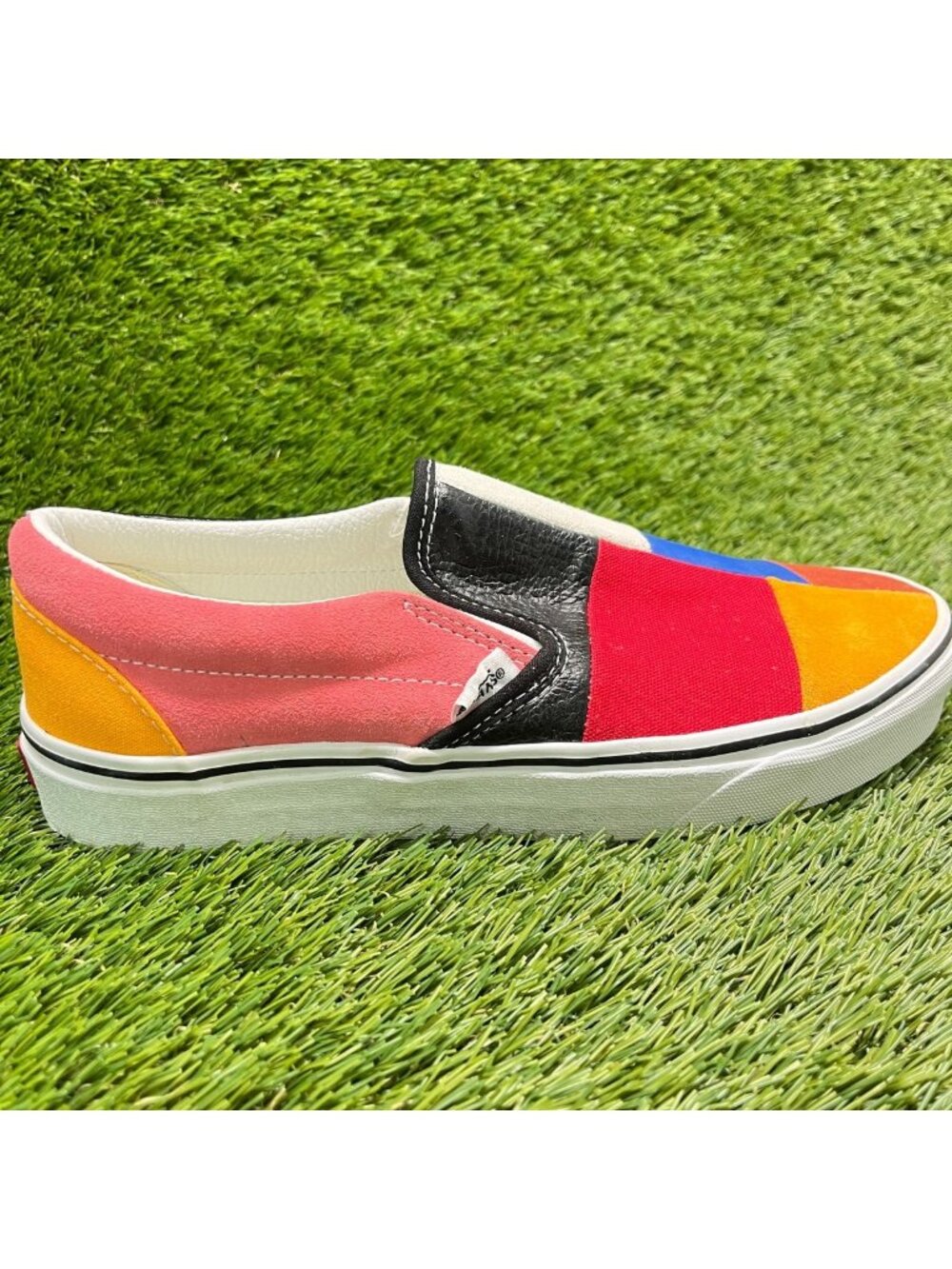 Vans Classic Slip-On Womens Size 9 Mens 7.5 Red Black Athletic Shoes Sneakers